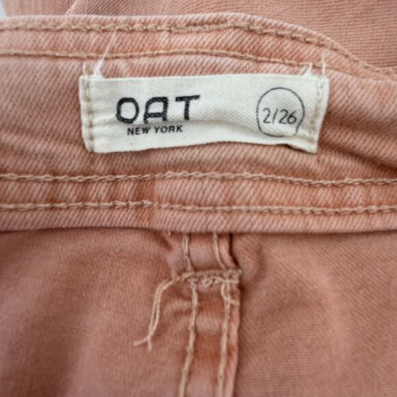 OAT New York Wide Leg Jeans Size 2 26 Dusty Peach High Rise Womens Autumn Denim - Picture 3 of 5